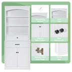 Meuble de Rangement de Salle de Bain en MDF Blanc avec 2 Portes, 2 Tiroirs et Étagères Réglables