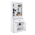 Meuble de Rangement de Salle de Bain en MDF Blanc avec 2 Portes, 2 Tiroirs et Étagères Réglables