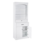 Meuble de Rangement de Salle de Bain en MDF Blanc avec 2 Portes, 2 Tiroirs et Étagères Réglables