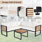 Ensemble de conversation de 4 pièces pour patio extérieur avec coussins moelleux et table basse pour jardin, arrière-cour, porche et terrasse