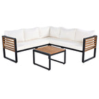 Ensemble de conversation de 4 pièces pour patio extérieur avec coussins moelleux et table basse pour jardin, arrière-cour, porche et terrasse