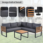 Ensemble de conversation de 4 pièces pour patio extérieur avec coussins moelleux et table basse pour jardin, arrière-cour, porche et terrasse