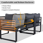 Ensemble de conversation de 4 pièces pour patio extérieur avec coussins moelleux et table basse pour jardin, arrière-cour, porche et terrasse