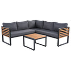 Ensemble de conversation de 4 pièces pour patio extérieur avec coussins moelleux et table basse pour jardin, arrière-cour, porche et terrasse