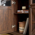 Buffet en bois composite gris patiné style ferme à 3 portes avec portes coulissantes et étagère réglable