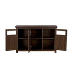 Buffet en bois composite gris patiné style ferme à 3 portes avec portes coulissantes et étagère réglable
