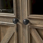 Buffet en bois composite gris patiné style ferme à 3 portes avec portes coulissantes et étagère réglable