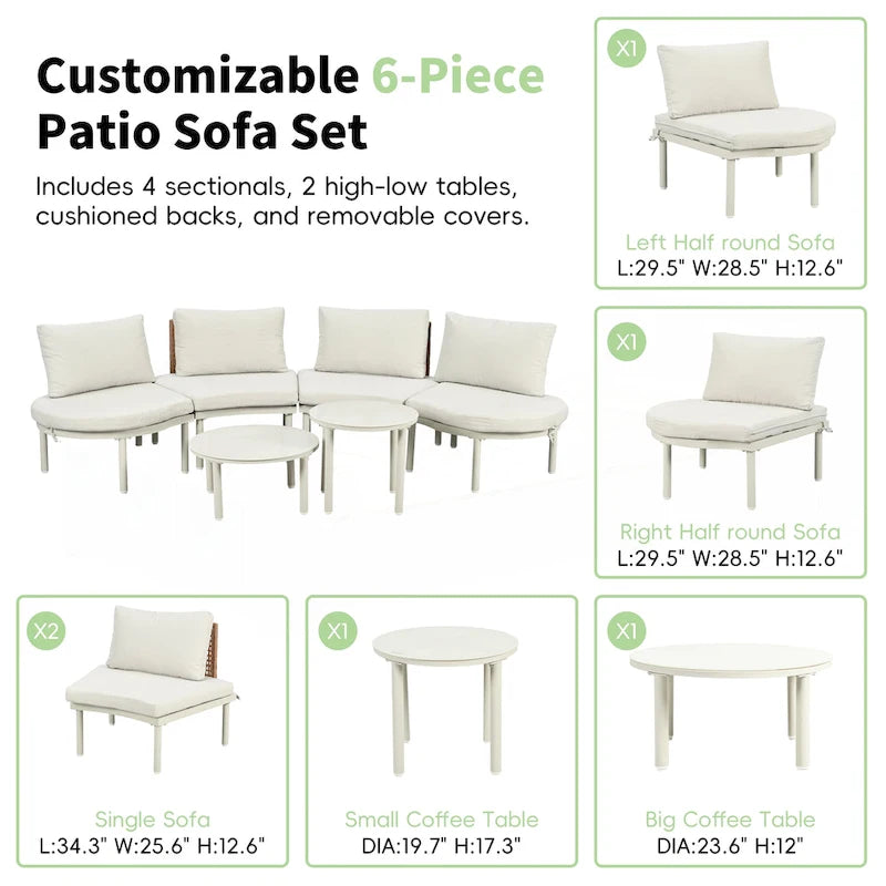 Ensemble de 6 meubles de patio/salon de jardin
