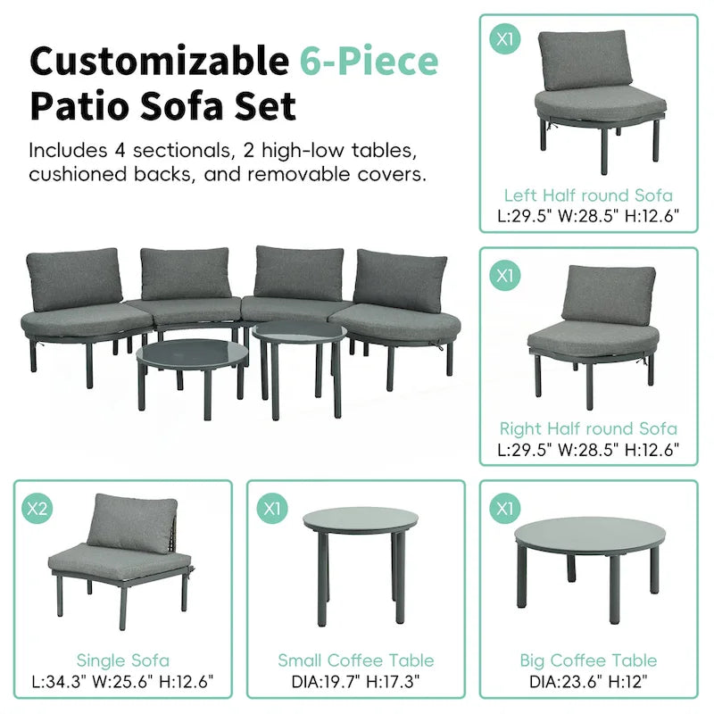Ensemble de 6 meubles de patio/salon de jardin