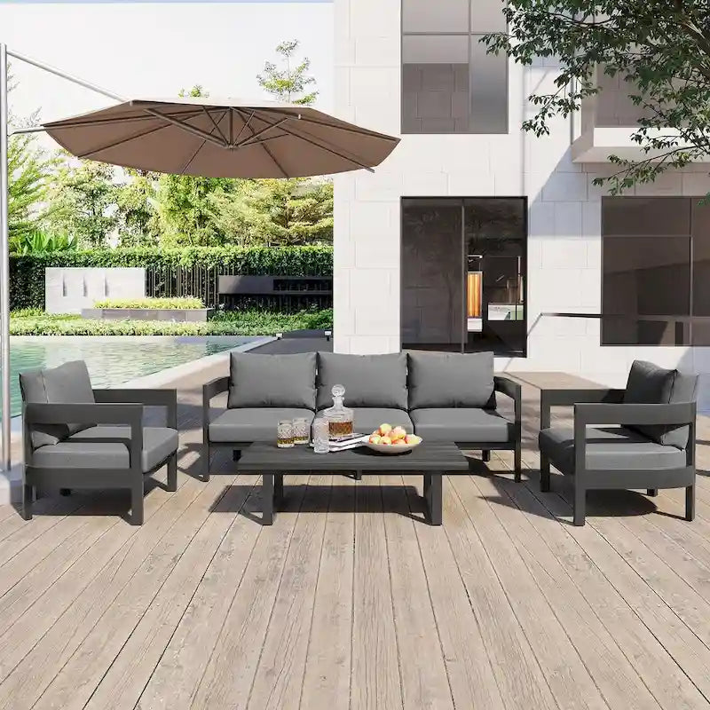 Ensemble de salon de jardin de haute qualité avec coussins épais