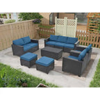 Ensemble de mobilier de jardin 10 pièces en rotin PE