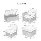 Ensemble de mobilier de jardin 10 pièces en rotin PE