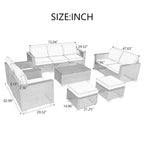 Ensemble de mobilier de jardin 10 pièces en rotin PE