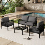 Roomfitters 5-Piece Outdoor Sectional Patio Conversation Set with Coffee Table and Deep Cushion
