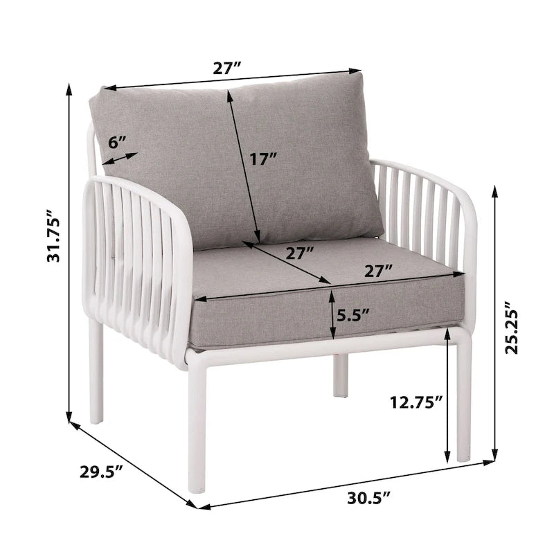Ensemble de conversation d'extérieur modulaire 5 pièces Roomfitters avec table basse et coussins épais