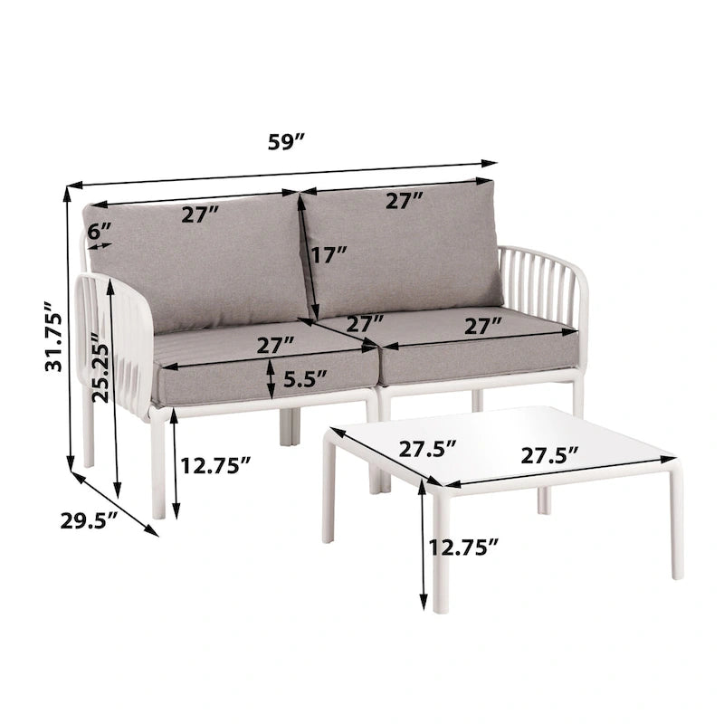 Ensemble de conversation d'extérieur modulaire 5 pièces Roomfitters avec table basse et coussins épais