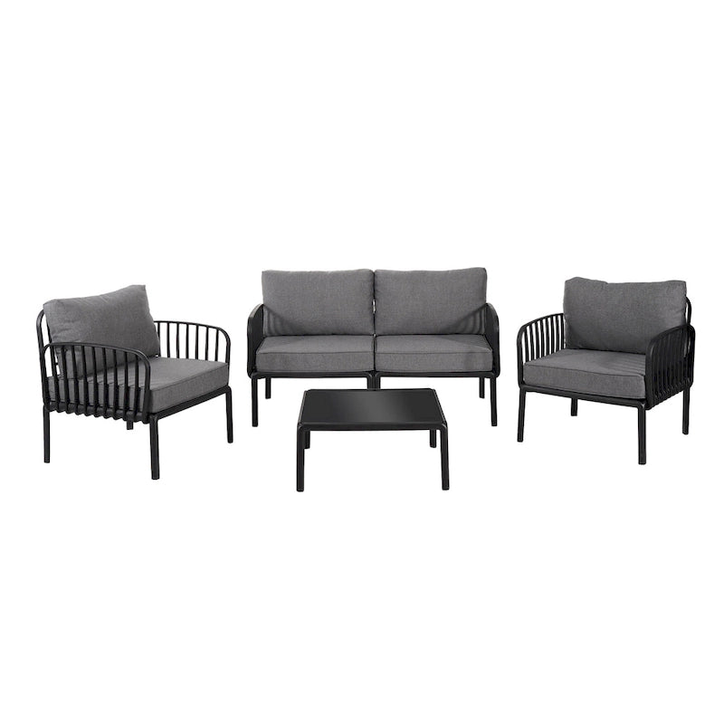 Ensemble de conversation d'extérieur modulaire 5 pièces Roomfitters avec table basse et coussins épais