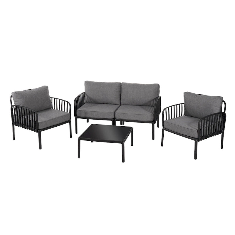 Ensemble de conversation d'extérieur modulaire 5 pièces Roomfitters avec table basse et coussins épais