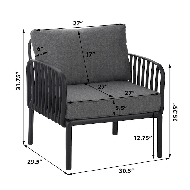 Ensemble de conversation d'extérieur modulaire 5 pièces Roomfitters avec table basse et coussins épais