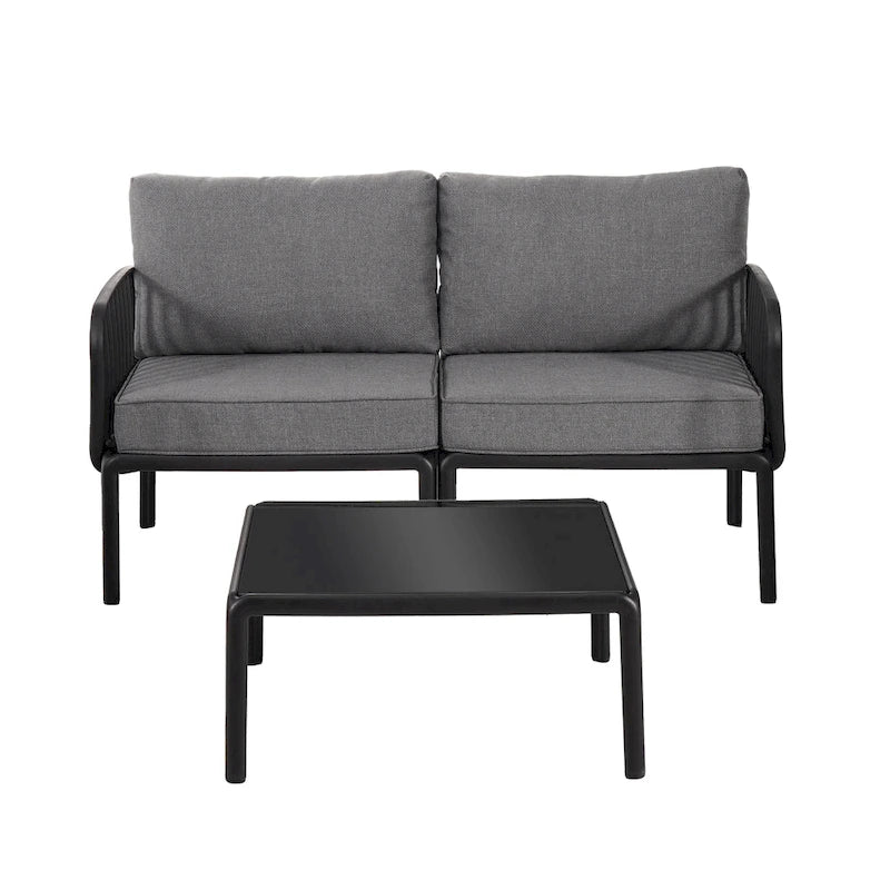 Ensemble de conversation d'extérieur modulaire 5 pièces Roomfitters avec table basse et coussins épais
