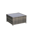Ensemble de canapé d'angle en osier 6 pièces avec table en verre