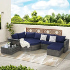 8-Piece Modular Sectional Sofa Set with Glass Table