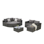 Canapé d'angle modulable 8 pièces avec table en verre