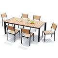 Ensemble de salle à manger d'extérieur 7 pièces avec chaises empilables et table de salle à manger avec trou pour parasol