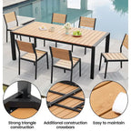 Ensemble de salle à manger d'extérieur 7 pièces avec chaises empilables et table de salle à manger avec trou pour parasol