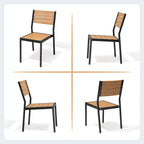 Ensemble de salle à manger d'extérieur 7 pièces avec chaises empilables et table de salle à manger avec trou pour parasol
