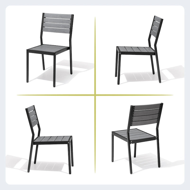 Ensemble de salle à manger d'extérieur 7 pièces avec chaises empilables et table de salle à manger avec trou pour parasol