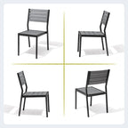 Ensemble de salle à manger d'extérieur 7 pièces avec chaises empilables et table de salle à manger avec trou pour parasol