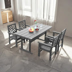 Ensemble de 5 pièces pour table et chaises de salle à manger d'extérieur, ensemble de meubles de jardin en bois, table rectangulaire avec trou pour parasol et 4 chaises