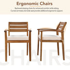 Ensemble de salle à manger d'extérieur en bois de 7 pièces, mobilier de terrasse toutes saisons avec table rectangulaire, 6 chaises et 1 banc