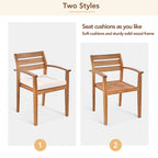 Ensemble de salle à manger d'extérieur en bois de 7 pièces, mobilier de terrasse toutes saisons avec table rectangulaire, 6 chaises et 1 banc