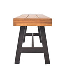 Ensemble de salle à manger d'extérieur en bois de 7 pièces, mobilier de terrasse toutes saisons avec table rectangulaire, 6 chaises et 1 banc