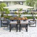 7-Pieces Outdoor Dining Set Patio Dining Table and Chair Set with and Removable Cushions