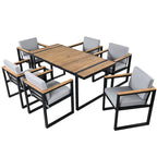 Ensemble de salle à manger d'extérieur 7 pièces avec table et chaises de patio et coussins amovibles