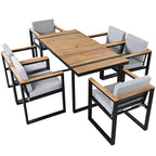 Ensemble de salle à manger d'extérieur 7 pièces avec table et chaises de patio et coussins amovibles