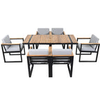 Ensemble de salle à manger d'extérieur 7 pièces avec table et chaises de patio et coussins amovibles