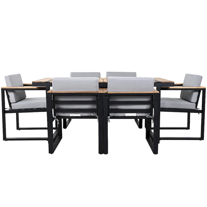 Ensemble de salle à manger d'extérieur 7 pièces avec table et chaises de patio et coussins amovibles