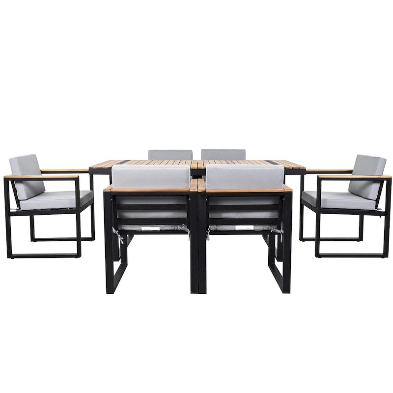 Ensemble de salle à manger d'extérieur 7 pièces avec table et chaises de patio et coussins amovibles