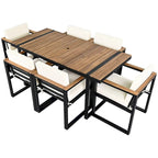 Ensemble de salle à manger d'extérieur 7 pièces avec table et chaises de patio et coussins amovibles