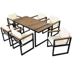 Ensemble de salle à manger d'extérieur 7 pièces avec table et chaises de patio et coussins amovibles