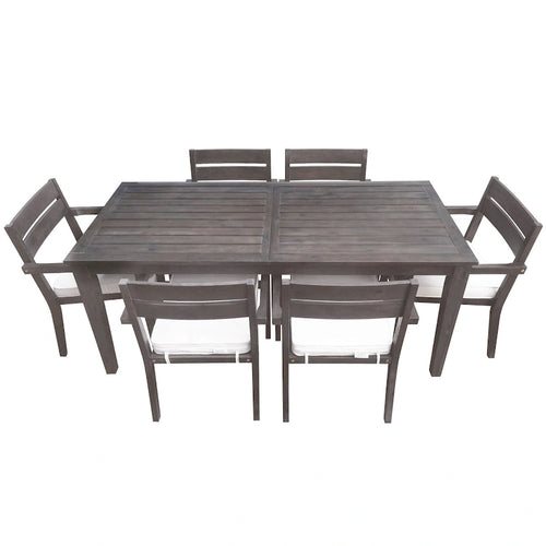 Table et chaises de salle à manger d'extérieur en bois d'acacia, idéales pour la terrasse