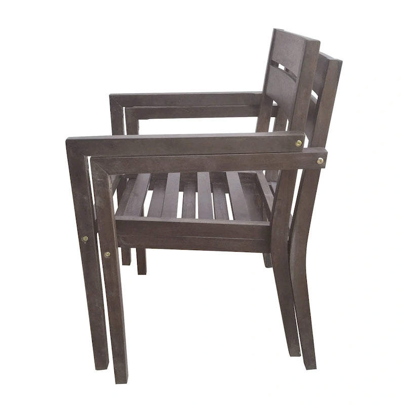Table et chaises de salle à manger d'extérieur en bois d'acacia, idéales pour la terrasse