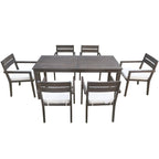 Table et chaises de salle à manger d'extérieur en bois d'acacia, idéales pour la terrasse
