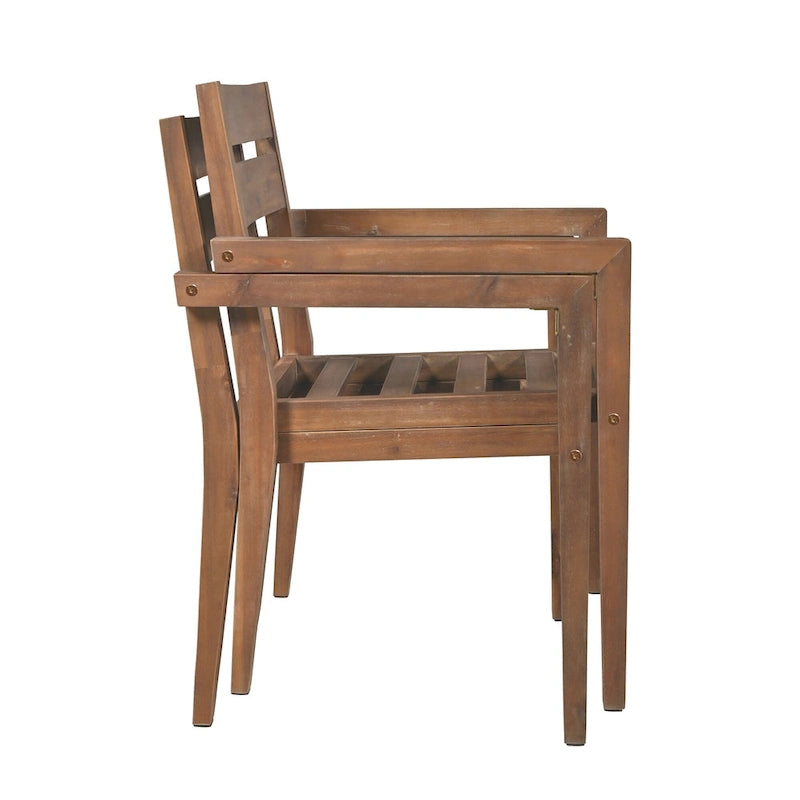 Table et chaises de salle à manger d'extérieur en bois d'acacia, idéales pour la terrasse