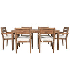 Table et chaises de salle à manger d'extérieur en bois d'acacia, idéales pour la terrasse