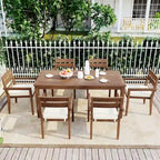 Table et chaises de salle à manger d'extérieur en bois d'acacia, idéales pour la terrasse